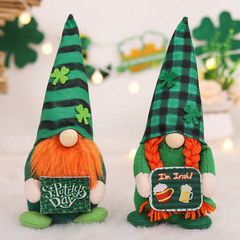 Irish Saint Patrick's Day Striped Plaid Couple Figurines Beer Festival Party Gathering Decorations