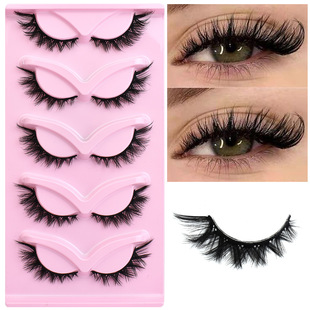 Europe and the United States cross-border fox series oblique flying false eyelashes 5 pairs of 3D thick exaggerated curling one-piece eyelashes wholesale