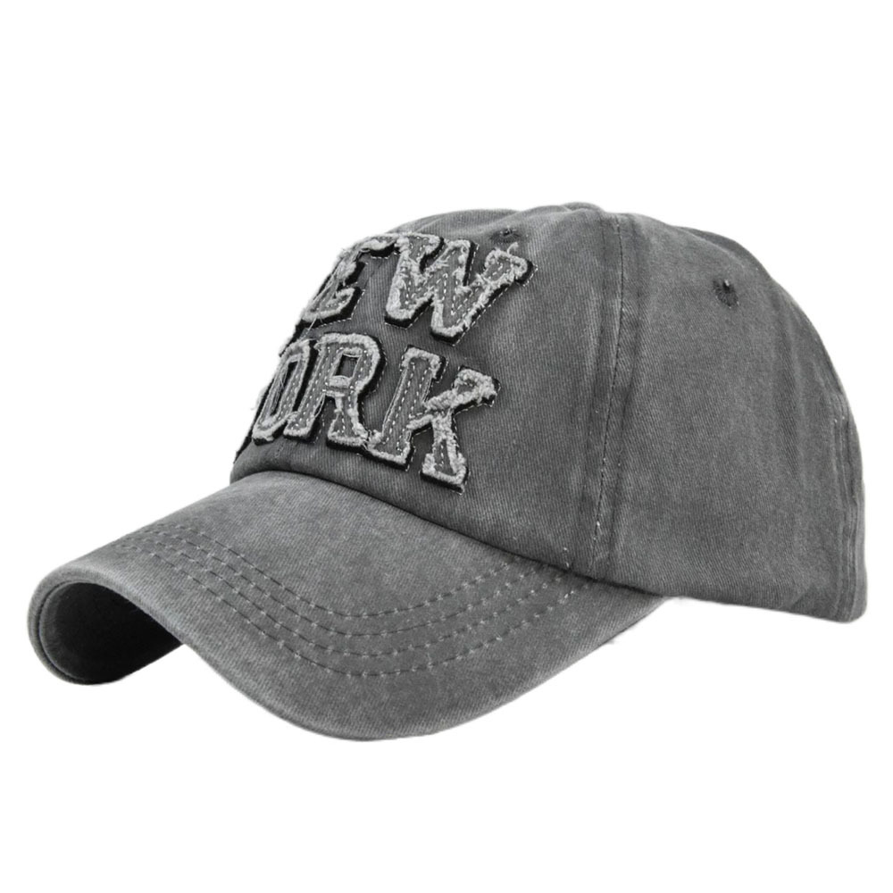 Washed Baseball Cap New York 3d Embroidered Curved Brim Hat_voghion.com
