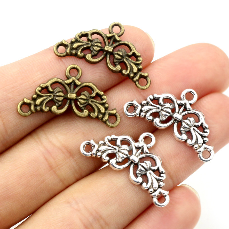 โลหะผสม3แขวนลวดลายวินเทจจี้เชื่อมต่ออุปกรณ์เครื่องประดับ DIY สร้อยคอสร้อยข้อมือจี้14x26mm 1g