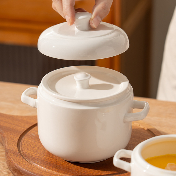 Two -ear ceramic stew pot with water -proof stewed jar small soup…