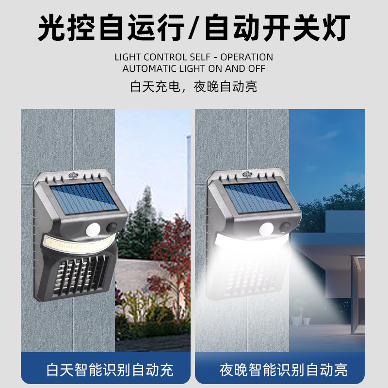 Transfronterizo nuevo solar LED mosquito asesino lámpara hogar mosquito trampa lámpara de jardín al aire libre césped repelente de mosquitos