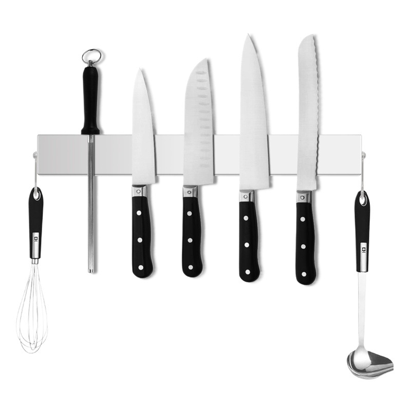 304 de acero inoxidable cuchillo magnético titular de cocina cuchillo almacenamiento rack Punch-libre imán cuchillo titular de la pared-montado