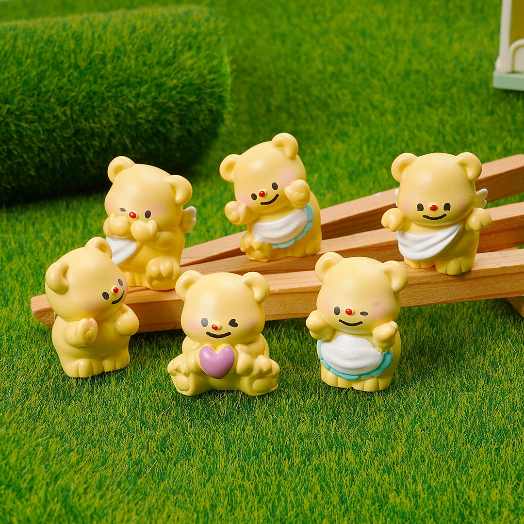 Милые миниатюрные фигурки медведей-маслянок для микроландшафта, аксессуары для рукоделия, миниатюрные фигурки из смолы для интерьера автомобиля и рабочего стола