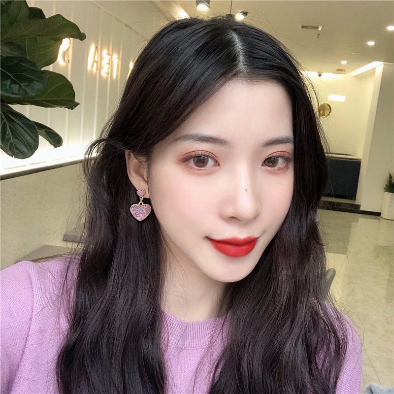 Heart Shape Pattern 1 Pair Simple Style Heart Shape Alloy Enamel Women's Drop Earrings