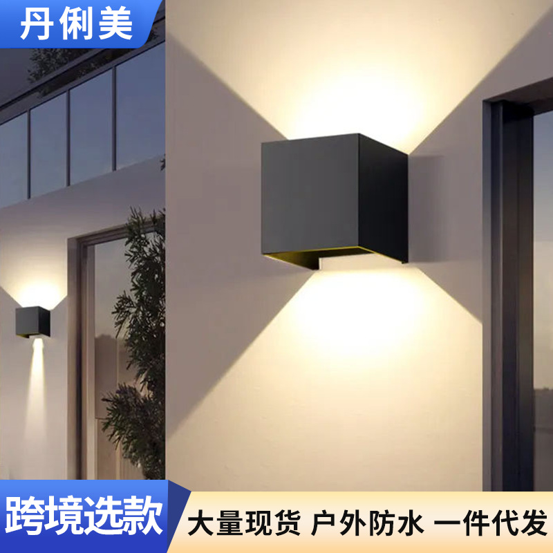Waterproof Wall Lamp Outdoor up and down Dimming Led Wall Lamp Square Hotel Wall Lamp Indoor and Outdoor Two-Way Aluminum Wall Lamp