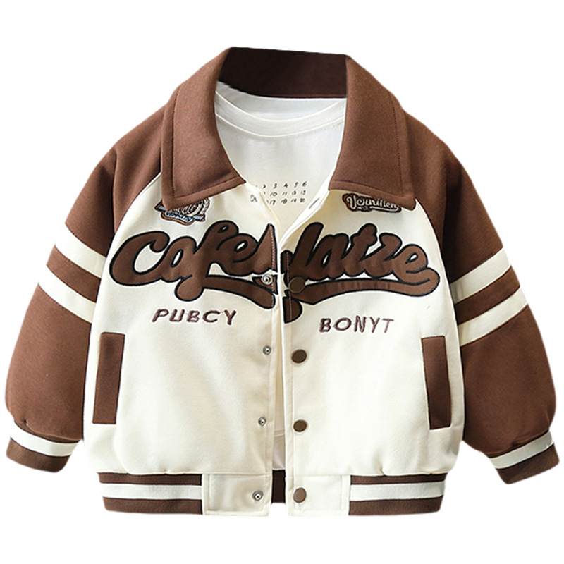 7766 uniforme de béisbol americano para niños, chaqueta estampada de moda de primavera y otoño para niños, ropa de calle frita de primavera, nuevo estilo 2025