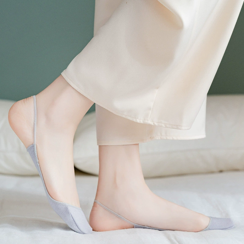 Женские летние носки с низким носком и половинной ладонью, Нескользящие туфли на высоком каблуке, однослойные носки до щиколотки, однотонные носки-слинг