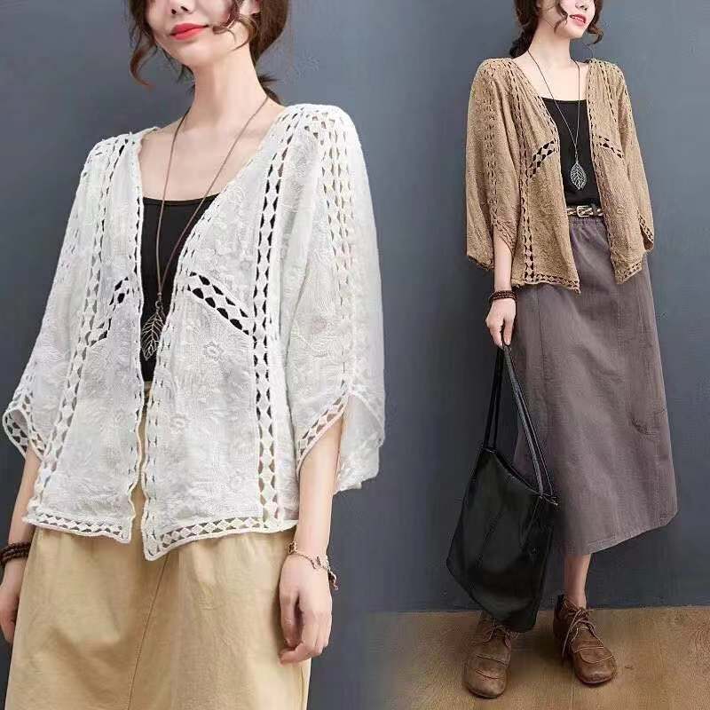 Summer retro cotton cardigan