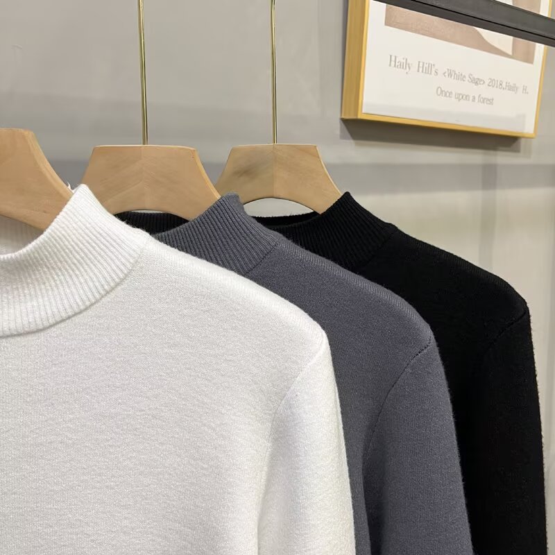 Herren Rollkragenpullover Mit Fleecefutter Slim Fit Strickpullover_voghion.com