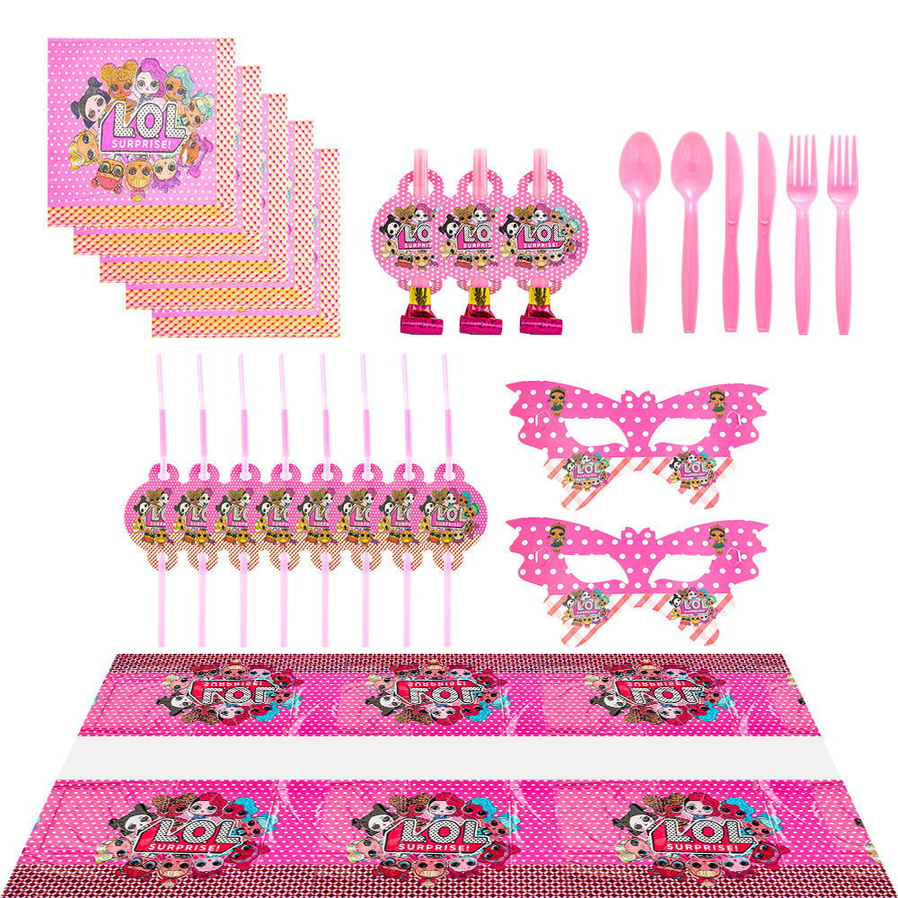 La fiesta de cumpleaños del bebé sorpresa transfronteriza suministra el traje temático de los niños arreglo decorativo taza de papel plato de papel mantel