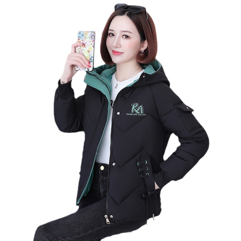 2023 nuevos productos de invierno de estudiantes coreanos con capuzas corto algodón de moda de tamaño grande chaqueta deportiva de pluma image 5