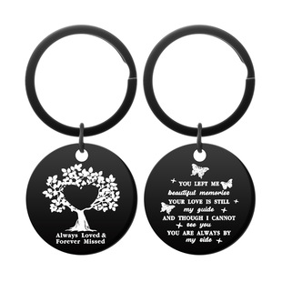 European and American Cross-border Halloween Gift for Men and Women Hip-hop Pendant Laser Engraving Stainless Steel Keychain Gift Pendant