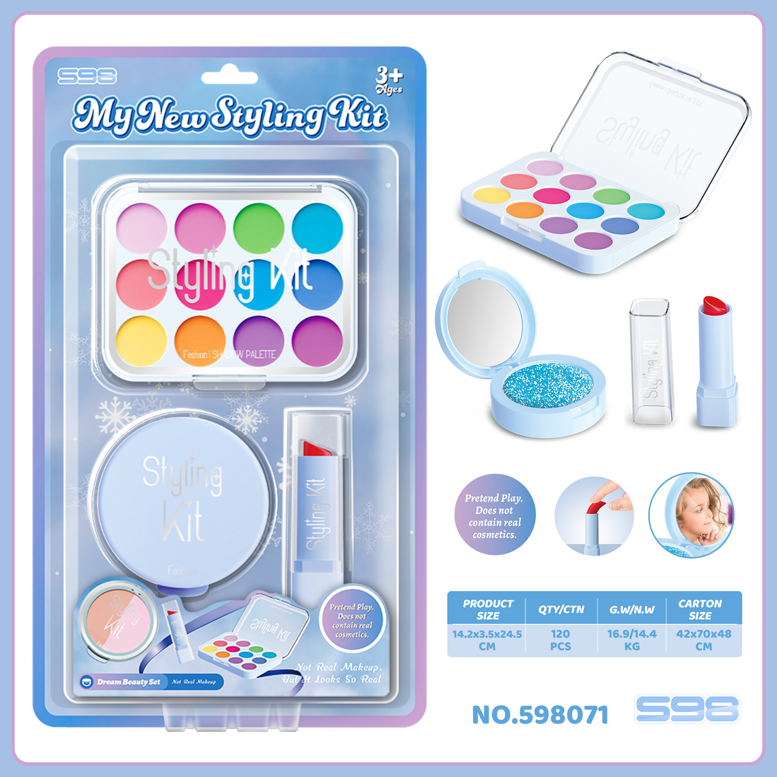 Nuevos productos transfronterizos para niños en el hogar simulación de juguetes de maquillaje para niñas con un conjunto de maquillaje sin líquido no esborrable rosa