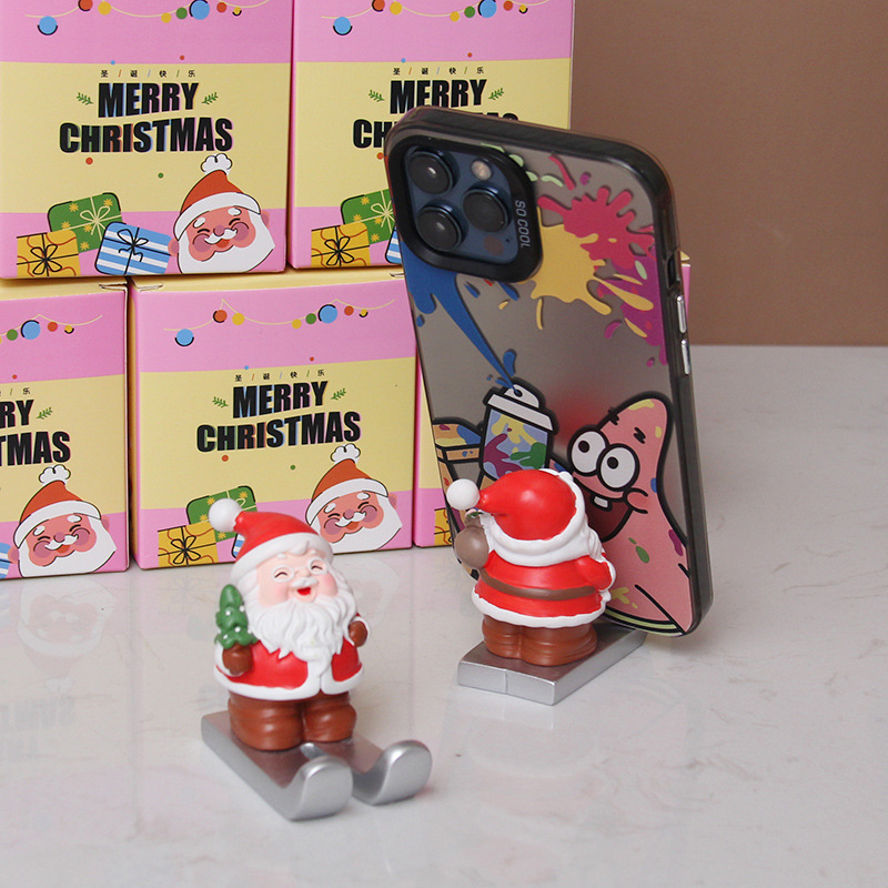 可爱圣诞节装饰小饰品圣诞老人摆件手机支架平板支撑架礼盒送礼品