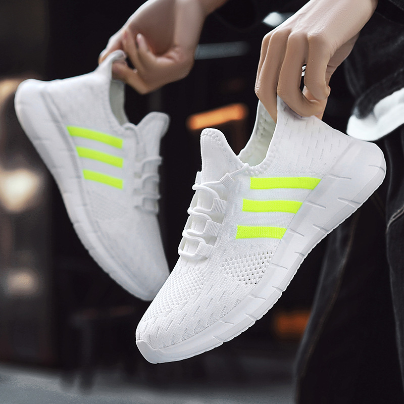 Ultra-light fly woven casual sports shoes for men summer single mesh men's shoes breathable mesh shoes youth running shoes