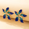 Blue metal earrings, Aliexpress, European style, flowered