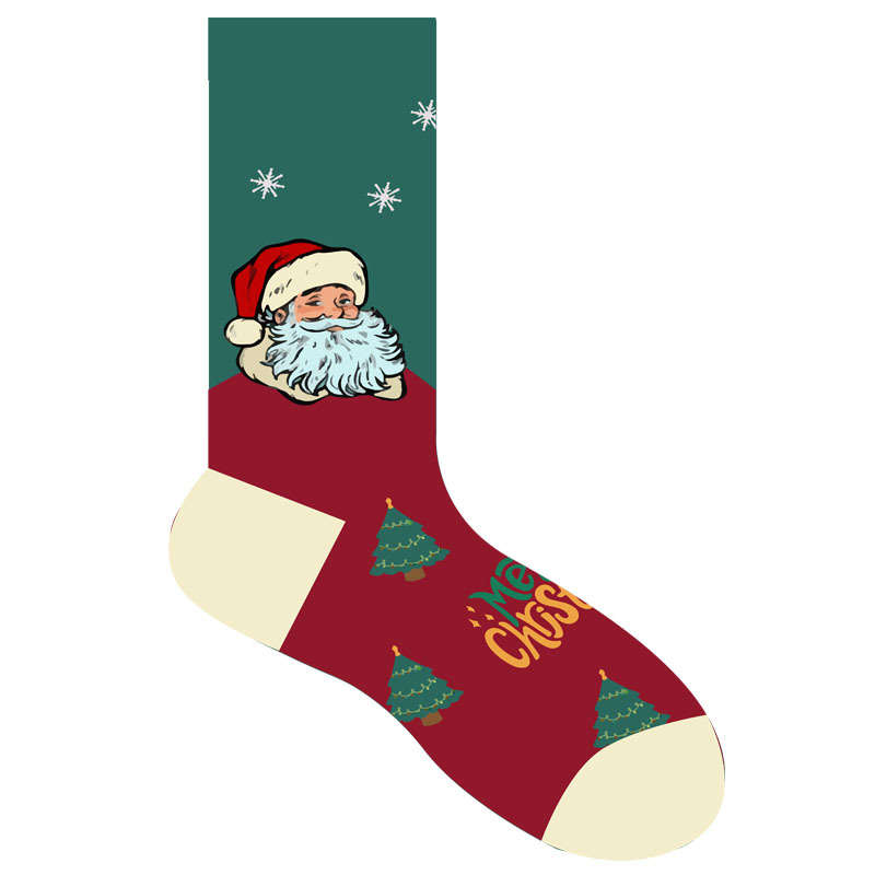 Daily Occasion Breathable Function Unisex Fashion Santa Claus Snowman Cotton Jacquard Crew Socks