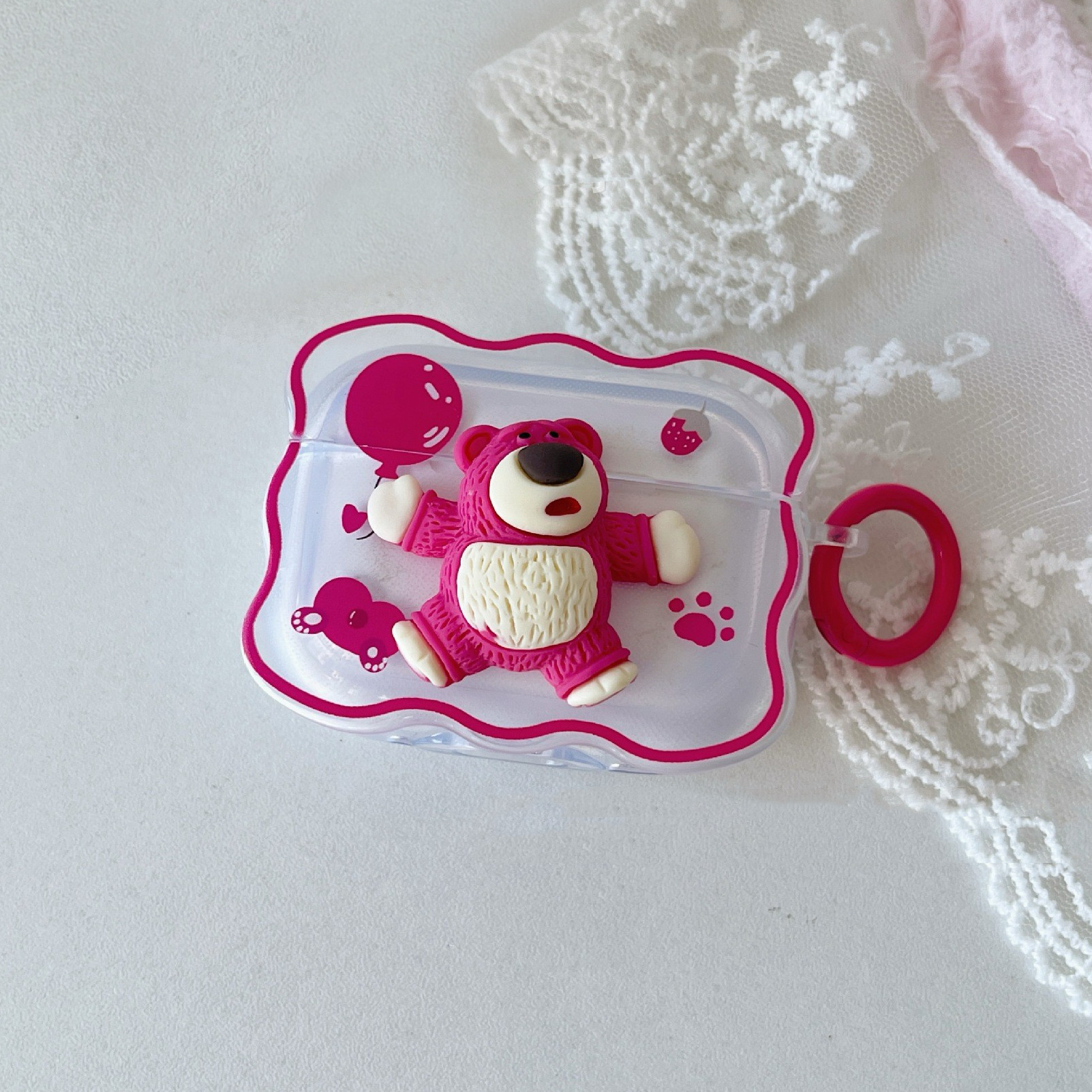 Signo de interrogación de dibujos animados fresa oso para Apple airpods4 funda protectora para auriculares pro2/3 funda protectora