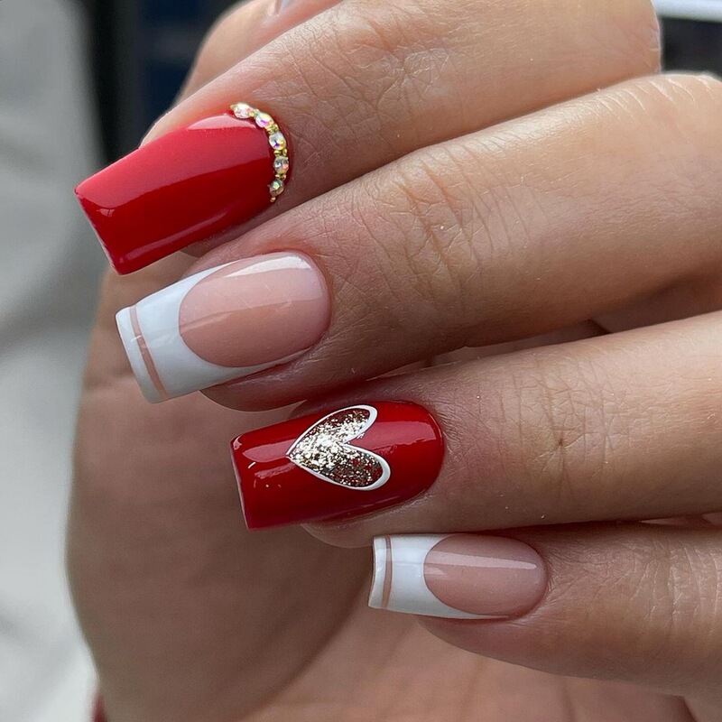 Cross-border Valentine's Day wear nail foreign trade love fake nail patch red flash press-type fake nail Cross-border Valentine's Day wear nail foreign trade love fake nail patch red flash press-type fake nail