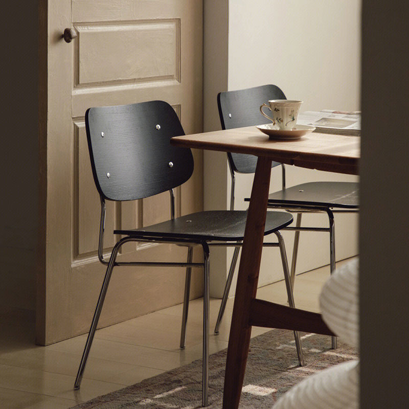 Vintage Style Dining Chair with Backrest, Friday Chair, Trendy Designer Chair, Retro Bauhaus Dining Table and Chair for Home Use