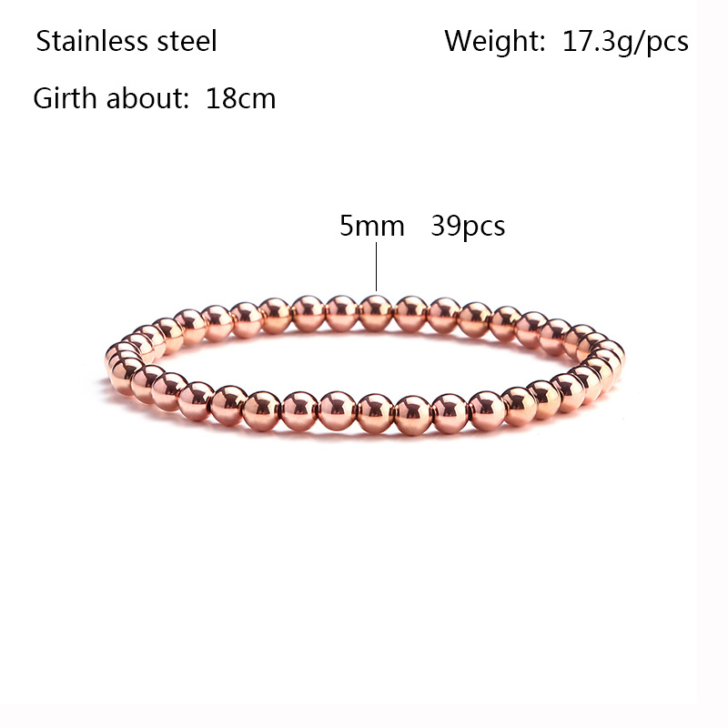 15g Weight Rose Gold Plated Plating Material Bracelets Classification 304 Stainless Steel Chain Material 1 Piece Quantity Holiday, Daily Occasion 304 Stainless Steel Material Solid Color Pattern Women's Gender Beaded Design Casual, Simple Style Style Casual Simple Style Solid Color 304 Stainless Steel Rose Gold Plated Bracelets In Bulk 2