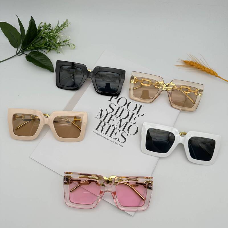 Trendy European and American Cross-Border Sunglasses with Chain, Uv Protection, Y2K Fashion, High-End Sunglasses, Sun Protection
