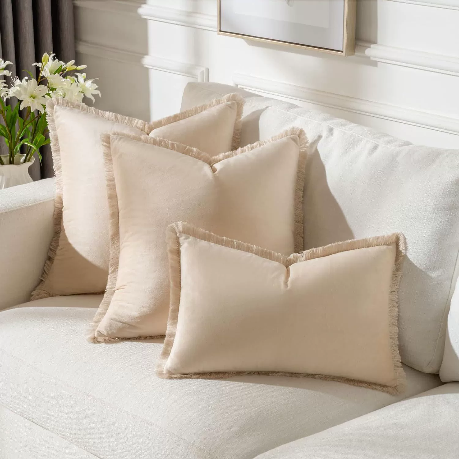 Североамериканский трансграничный современный минималистичный однотонный бархатный чехол для подушки с бахромой, наволочка для дивана