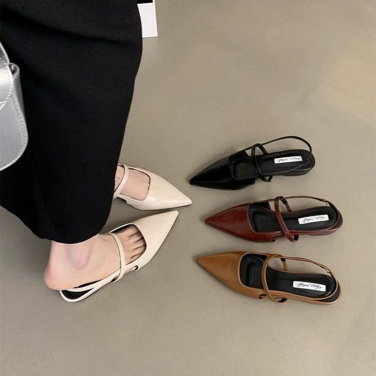 Весенние новые плоские босоножки с открытым носком из мягкой кожи, туфли-лодочки на низком каблуке, универсальные элегантные женские туфли.