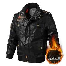 美大码新款男士PU夹克摩托赛车服潮男皮衣加绒薄款贴标外套