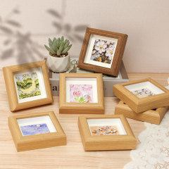 Hollow photo frame oil pastel mini square small photo frame wooden frame DIY outer frame children's works mounting watercolor painting
