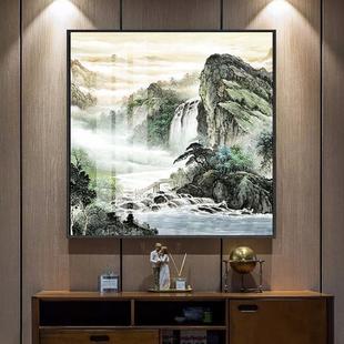 山水风景画客厅挂画卫生间办公室装饰画高山流水生财靠山中式壁画-阿里巴巴