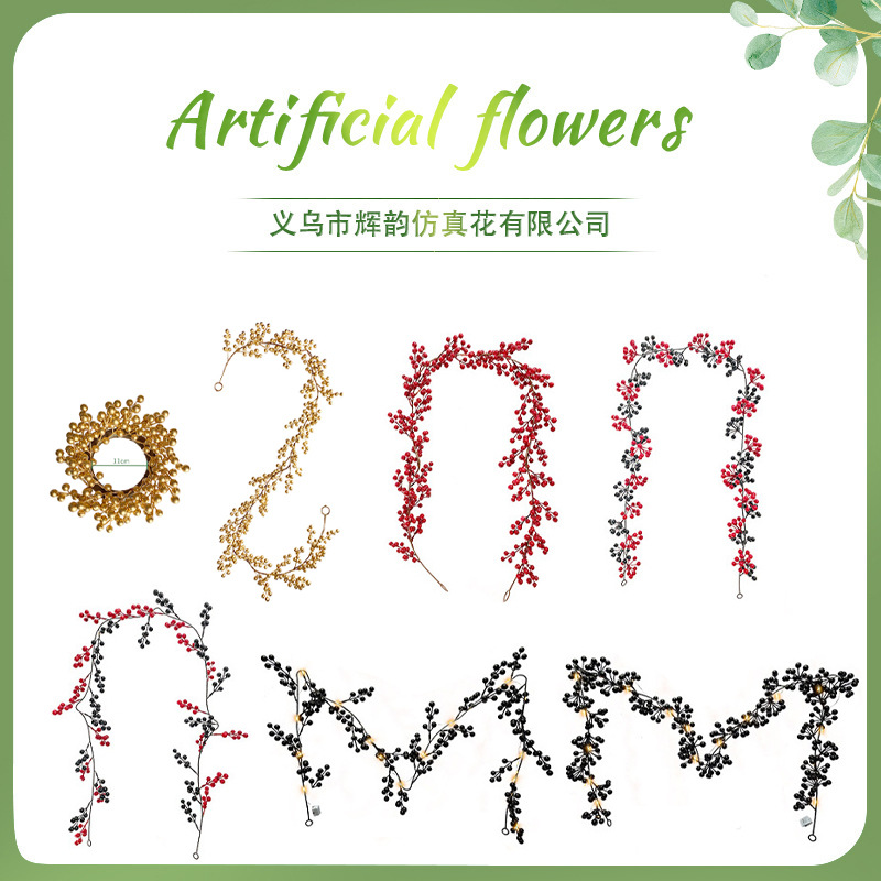 Navidad artificial fruta roja baya de ratán transfronteriza atmósfera de Navidad diseño decoración del hogar simulación Navidad Ratán