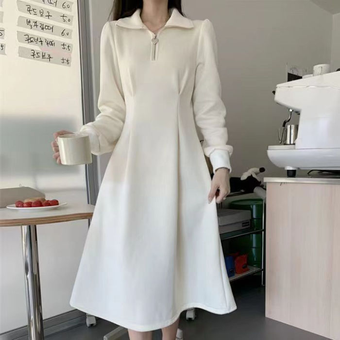 连衣裙2025秋冬法式心领口拉链时尚感收腰显瘦轻奢女装连衣裙|undefined