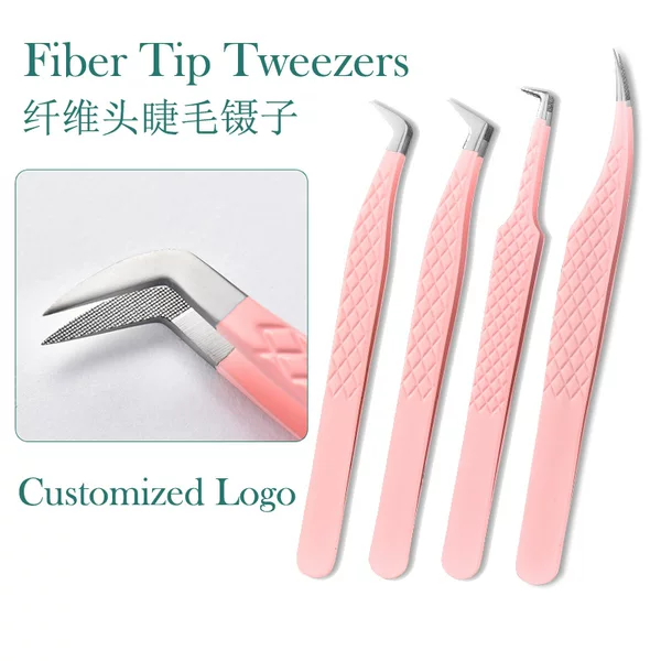 Fiber Tips Tweezers for Eyelash Extensions, Fiber Tip Eyelash Tweezers, High Precision Blooming Grafting Clips, Cross-Border