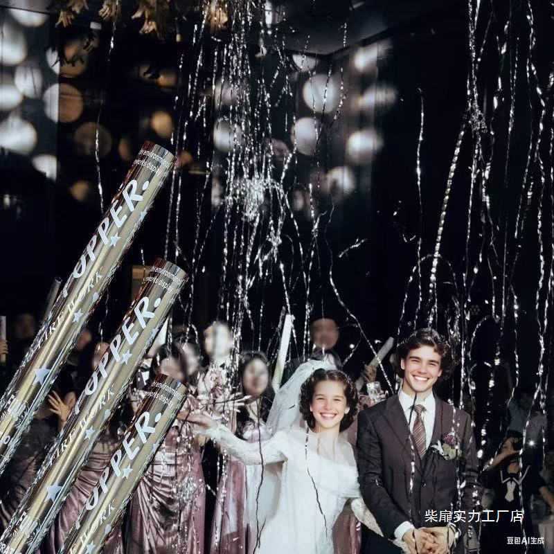 易清理流星雨礼炮彩带结婚银丝带礼花订婚拍照道具生婚礼道具花筒