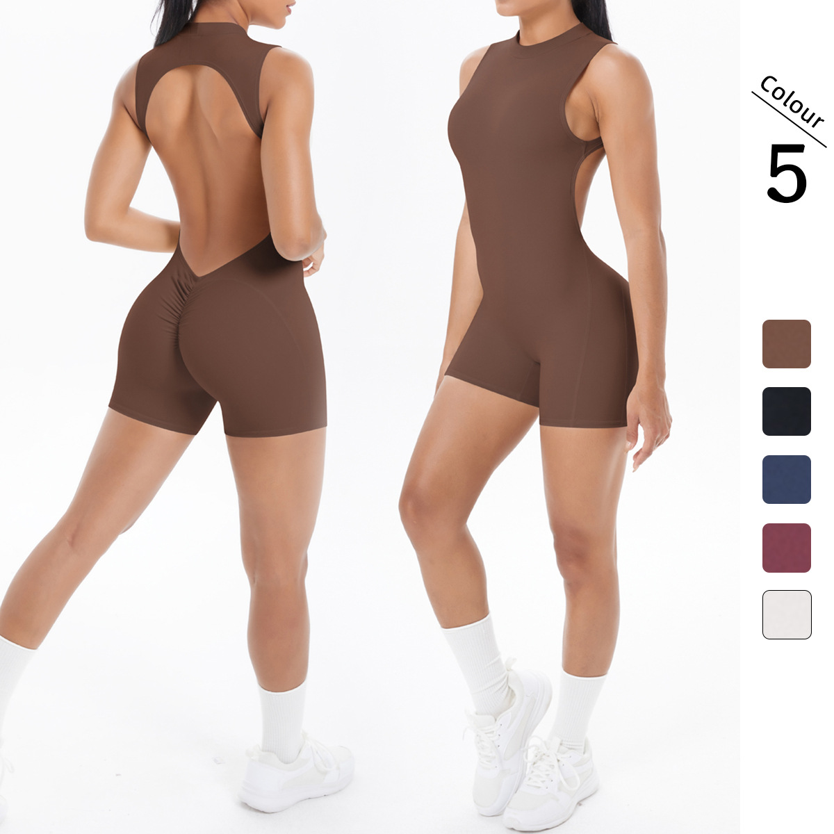 Nuevo chaleco trasero europeo y americano transfronterizo, pliegues, caderas, tirantes cortos, deportes, correr, fitness, ropa de yoga de una pieza image 1