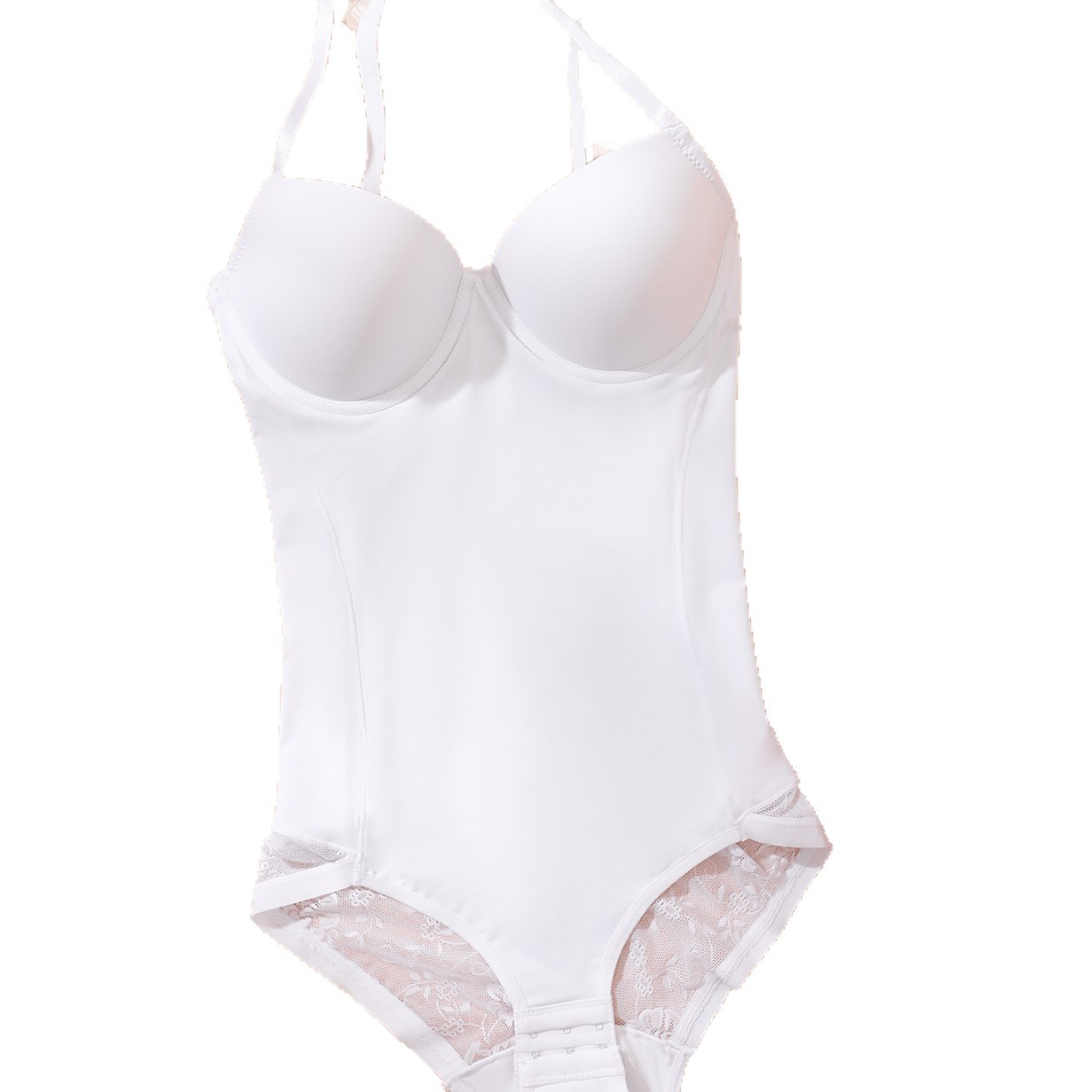 Body Faja Moldeador con Brasier de Nylon y Encaje Reductor Sin Costuras para Posparto