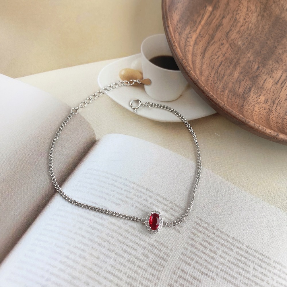 Retro Geometric Sterling Silver Inlay Zircon Bracelets 1 Piece