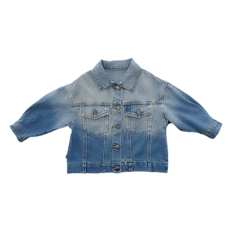 Детская одежда MDD, детский джинсовый верхний костюм для девочек, корейский стиль, куртка с лацканами в градиентном стиле, топ [неперевозимый и непереводимый]
