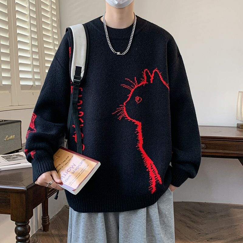 New autumn and winter styles: versatile, trendy, and casual Totoro-themed loose-fit sweaters with a round neckline, suitable for both men and women, and designed to keep you warm