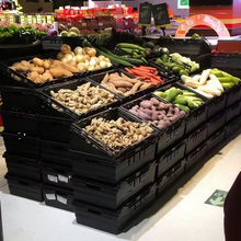 超市塑料折叠筐大号水果堆头收纳筐展示生鲜陈列道具周转箱摆放筐