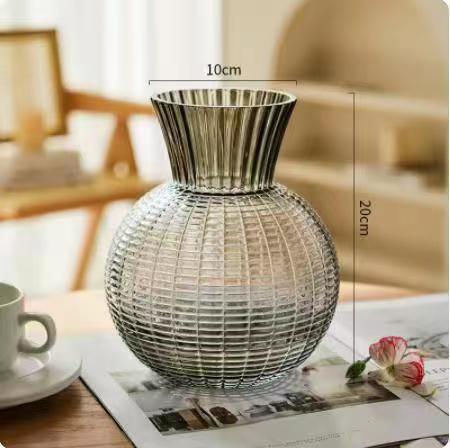 Creativa sala de estar de vidrio flor floral vase transparente flor seca decoración hidropónica gran estómago linterna vase decoración para el hogar