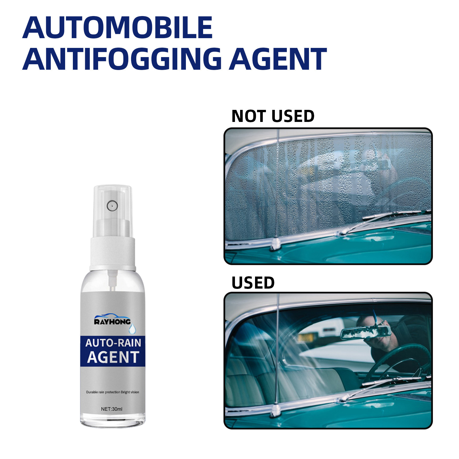 RAYHONG Car Glass Anti-Fog Agent Blue Car Windshield Decontamination Crystal Coating Rain and Fog Prevention Agent