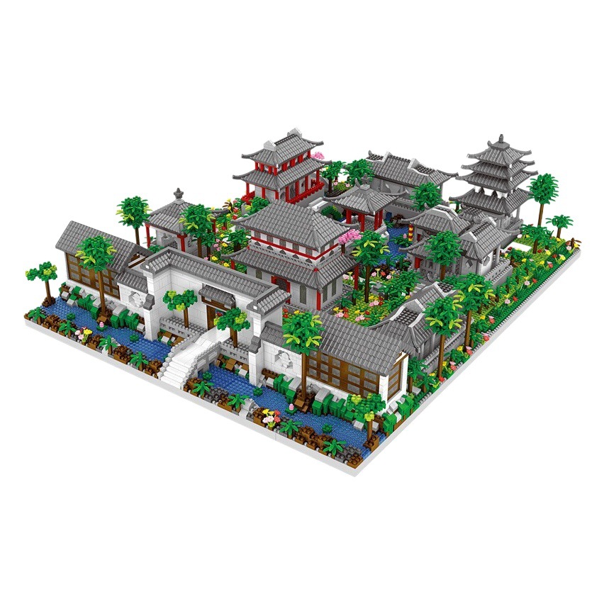 Compatible con LEGO estilo nacional Suzhou jardín edificio modelo Tiananmen Palacio amarillo grúa torre montado bloques de construcción juguetes educativos