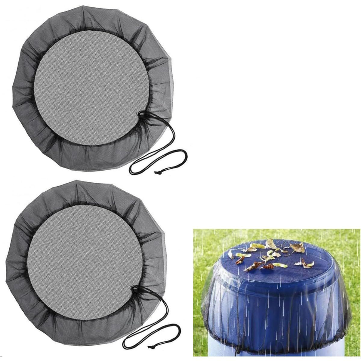 花园庭院户外水桶雨桶网罩水箱落叶筛网防虫保护罩黑色涤纶现货