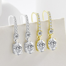 厂家批发时尚气质精工镶锆石仿纯银耳环女流苏耳坠跨境货源铜耳环