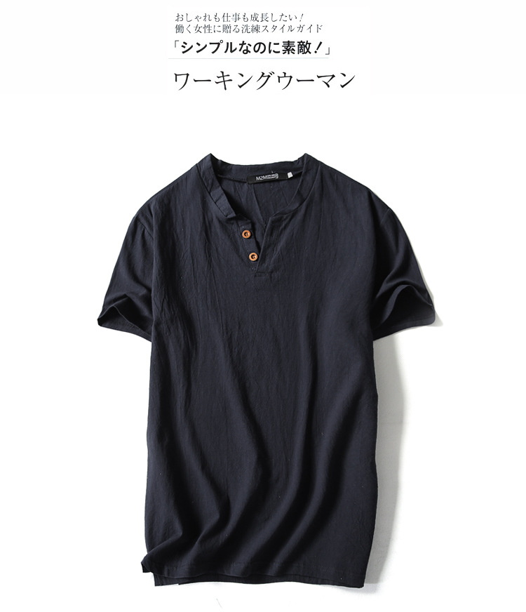 Men's Gender Casual, Simple Style Style Wholesale Men's Linen Casual Simple Style Solid Color Short Sleeve Men's T-shirt
