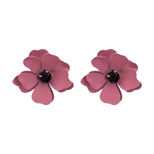 Trendy Silver Needle Diamond Flower Earrings Korean Style Retro Fashion Temperament Earrings Simple Versatile Personalized Trendy Earrings for Women