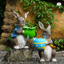 批发 彩蛋兔白菜兔万圣节装饰摆件花园萌小兔子树脂花盆 园艺杂货
